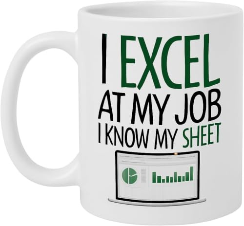 Playcrate Excel at My Job Ceramic Mug – Funny Gift for Spreadsheet Lovers, Data Nerds, or Coworkers