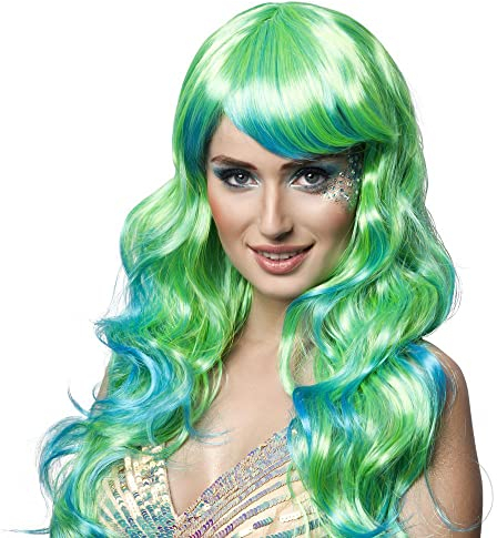 Boland 85742 - Erwachsenen-Perücke Aqua, langes Kunsthaar, Frisur, Meerjungfrau, Nixe, Grün-Türkis, Kostüm, Karneval, Mottoparty