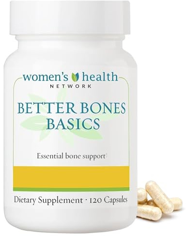 Women's Health Network Better Bones Basics, Calcium Supplements for Women with Vitamin D3, K2, Magnesium, Zinc, Boron, Manganese, Bone Builder Supplement for Bone Density Support, 120 Capsules
