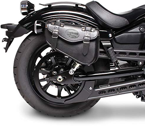 BS-Motoparts Satteltasche für Kawasaki Vulcan S Arizona Schwarz rechts - Motorrad-Satteltasche - 3 Liter - Synthetikleder - Riemenbefestigung