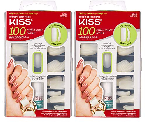 Kiss 100 Full Cover Nails Long Square (2 Pack)