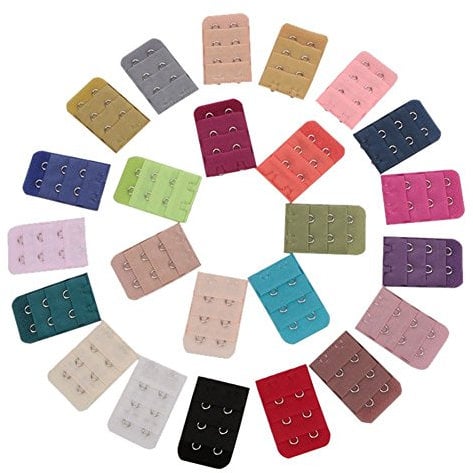 FSSTUD Women's Comfortable Bra Extender Elastic Bra Strap Extension 2 Hook 20 Pcs