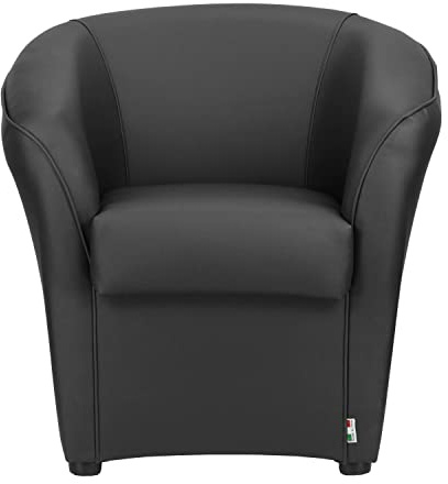 Totò Piccinni Poltrona POZZETTO Imbottita Artigianale in Ecopelle Design Made in Italy (Nero)