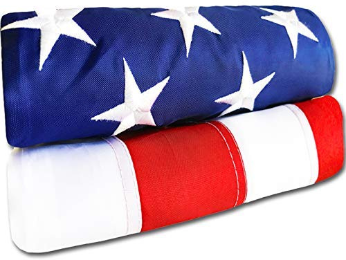 Bandera de Estados Unidos donde comienza el orgullo de NatFlag – Nailon pesado construido para uso al aire libre – Estrellas bordadas – rayas cosidas – Protección UV – Ojales de latón