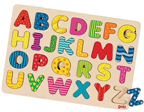 Puzzle aus Holz ABC Alphabetpuzzle 26 Teile von goki mit Palandi® Sticker