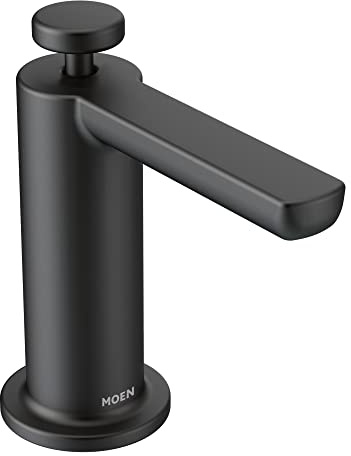 Moen S3947BL Modern Deck Mounted Kitchen Soap Dispenser with Above The Sink Refillable Bottle, Matte Black