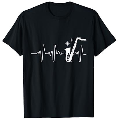 Geschenk für Jazz Musiker Blasmusik Herzschlag Saxophon T-Shirt