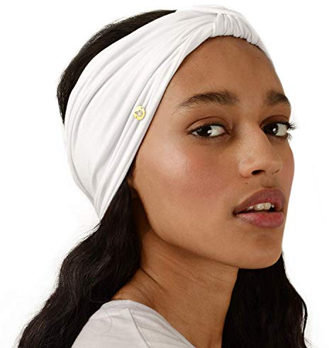 Blom Bandeau Cheveux Femme Original – Bandana Multi-Styles Idéal pour Yoga, Sport, Voyages – Accessoire Cheveux Large Blanc Brillant