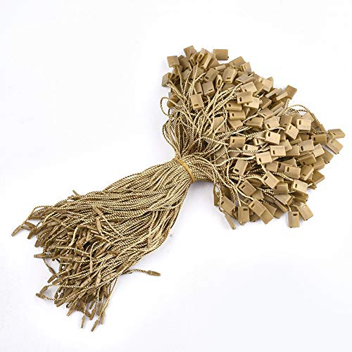 Perlin - 275 Stück Hänge Etikette Etiketten Beige Nylonschnur mit Schnappverschluss Pin 17.8cm für Etiketten, Kleidung, Schmuck, Gepäck und für Sicherung Produkte DEK102
