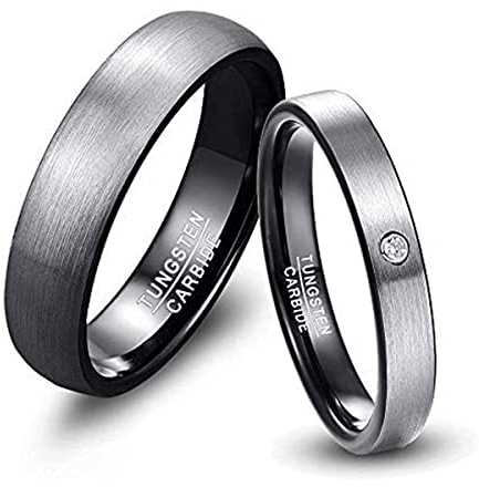 NUNCAD Damen Ring 4mm Breit aus Wolfram Verlobungsring Hochzeits Ring Trauringe Partnerringe Größe 50.6 (16.1)