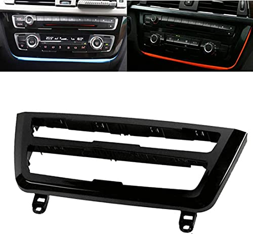 panthem 2 Farben LED Umgebungslicht, AC Radio Panel Dekorative Leuchte Atmosphärenlicht für Innen Armaturenbrett Mittelkonsole Kompatibel mit BMW F30 F31 F34 F82 M3 M4, Orange Eisblau (Schwarz)