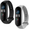 WD&CD Armband kompatibel mit Xiaomi Mi Band 5 Weiches Silikon (2 Stück, Schwarz + Grau), Verstellbare Fitness Armband für frauen männer