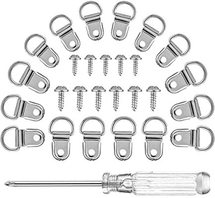 D Ring Picture Frame Hanging Hooks (50 Sets ) Hangers (No Hanging Wire), Picture Hangers & Srews , for Pictures, Canvas, Painting, Mirror, Art Crafts, Clock