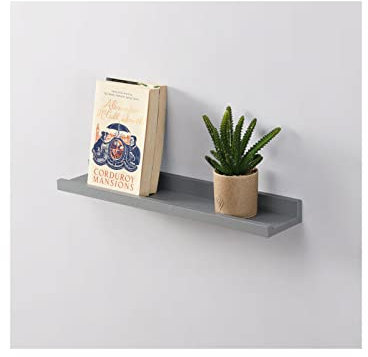spot on dealz® Floating Shelves Set of 2 Wooden Grey Shelf Wall Bookshelves Bookshelf Shelves for Bedroom Living Room Kitchen Decorative Furniture Display Shelving