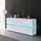 AWOOOD LED Sideboard Cabinet,TV Unit High Gloss Sideboards Storage Cabinet with 2 Doors 4 Drawers,TV Stands for Living Room (White)