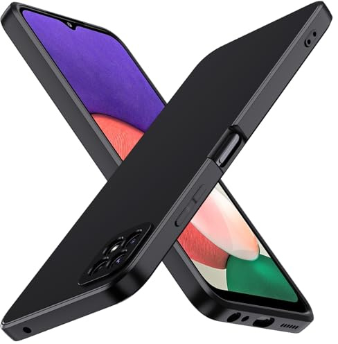 ivoler Silikon Hülle für Samsung Galaxy A22 5G mit Kameraschutz, Ultra Dünne Weiche Stoßfest Schutzhülle Flexible TPU Matte Schwarz Handyhülle Kratzfest Case Cover