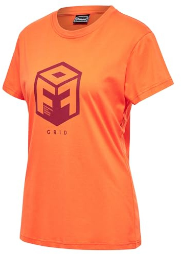 hummel Damen Hmloffgrid Cotton Jersey S/S Wo T Shirt, Nasturtium/Rhubarb, M EU