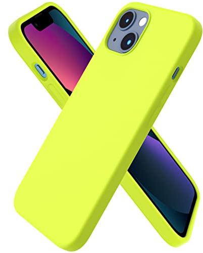 ORNARTO kompatibel mit iPhone 13 6,1 Silikon Case, Hülle Ultra Dünne Voller Schutz Flüssig Silikon Handyhülle Schutz für iPhone 13(2021) 6,1 Zoll Fluoreszierend gelb