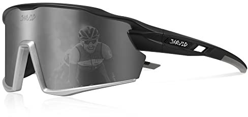 JARVID Polarisierte Fahrradbrille mit 4 Wechselgläsern Sportbrillen für Damen Herren Laufen Baseball Angeln Fahren