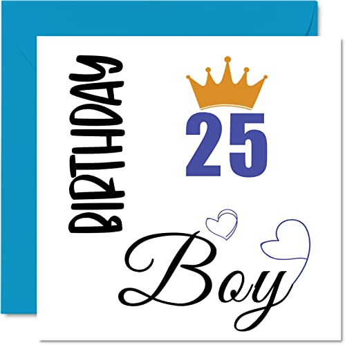 Geburtstagskarte zum 25. Geburtstag für Männer – Geburtstagskarte für 25 Jahre alten Mann Sohn Bruder Onkel Cousin Freund Neffe, 145 mm x 145 mm Twenty-Five Twenty-Fifth Birthday Grußkarten Geschenk