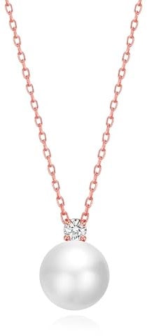 Philip Jones Rose Gold Plated Round Shell Pearl Necklace Created with Zircondia® Crystals