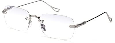 TERAISE Rahmenlose Metall-Lesebrille für Männer/Frauen Blaulichtblockierung – randlose modische bequeme Computer-Brille