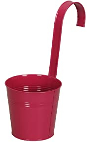 finehomegarden Hängetopf Metall pink Blumentopf mit Haken Balkontopf Pflanzenhalter Ø15cm H14cm