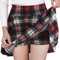 DJT Damen A-Linie hohe Taille dehnbar kariert ausgestellter Mini Skater Rock mit Shorts XXL Rot weiß Plaid