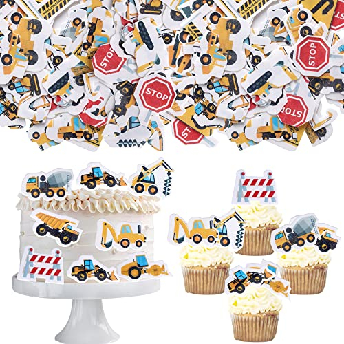 64 Stück Essbare Baufahrzeug Cupcake Topper Auto Bagger Kuchendekoration Bagger Muffin Dekoration, für Kinder Jungen Kinder Geburtstagsfeier Party Kuchen Dekoendeko…