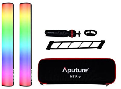 Aputure 2er-Pack MT Pro RGB LED-Röhrenlicht 7,5 W CCT von 2000 K -10000 K Ausgang Pixel-zuordnungsfähiger RGBWW-Lichtstab Stick unterstützt Sidus Link Bluetooth-App-Steuerung