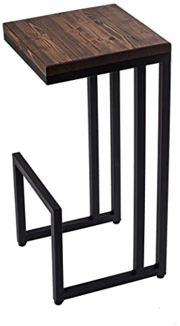 Barhocker für Hausbar, Barstuhl, Küchenstuhl, Bistrohocker, Tresenhocker mit Fußstütze, Stuhl, Keine Montage erforderlich, Industrie-Design (G-Form 74 cm Höhe, Dunkelbraun)