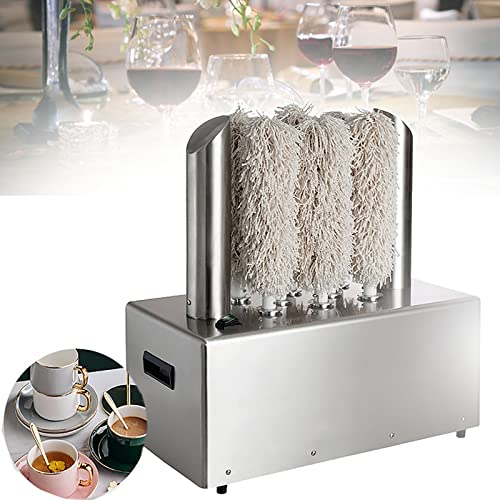 bcomedrag Commercial Wine Glass Polisher,Electric Ceramic Cup Polishing Machine,Glass Washer,With 8 Cleaning Brush+304 Stainless Steel Material,For A Variety Of Cups And Utensils
