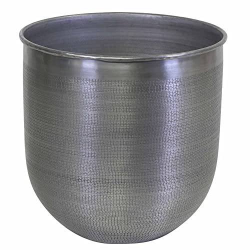 Pot de Fleurs Alikante Cache Pots Aluminium Ø34 Rond Aspect martelé pour Salon, Balkon, Terrasse Garten