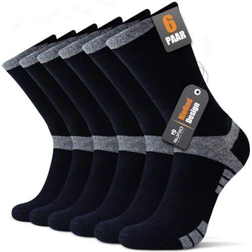 Niofind Cushioned Men Women Socks 6 Pairs, Breathable Cotton Socks Black