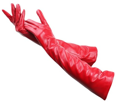 HEAITHpool 50 cm Lange Lederhandschuhe Damen Lederhandschuhe Warme Damen Winterhandschuhe Einfache Damenhandschuhe