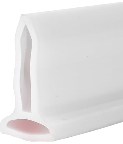 Schwallschutzleiste Dusche Selbstklebend,2M Duschschwellen Wasserdamm,Boden Leiste Dichtung Wasserabweisprofil Faltbare Wasserstopper Dusche Gebogen Duschabsperrung für Küche,Toilette,Duschabtrennung