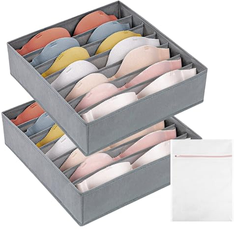 2 Stück Unterwäsche Organizer - 24 & 16 Fächer Socken Organizer - Faltbare Schubladen Organizer Zur Aufbewahrung von BH Höschen Krawatten leiderschrank & Schubladen Ordnung zum Schals BH Organizer