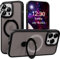 AKABEILA Case for iPhone 11 Pro Max Case with 3 Pcs Camera Lens Protector Frosted Matte Phone Case Cover Wireless Charging Magnetic Ring Stand 6.5 Inch Black