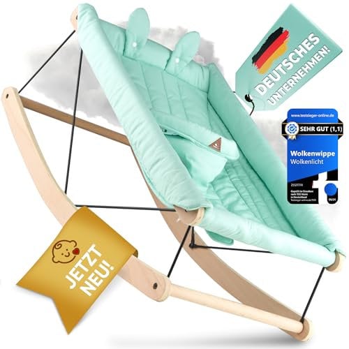 Wolkenlicht® Babywippe Neugeborene - sicher komfortabel & nachhaltig - Babyschaukel Babywiege Baby Bouncer Wippe Baby swing to sleep - Echtholz