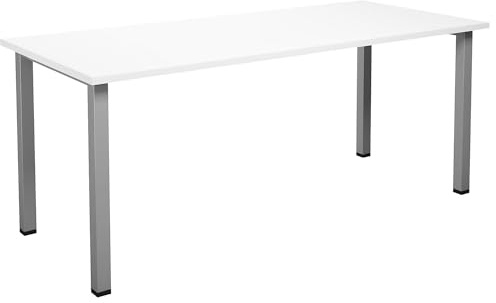 kaiserkraft | Mehrzwecktisch Duo-U | gerade Platte | Tiefe 800 mm | Breite 1800 mm | Weiß | Silber