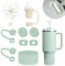 Stanley Cup Accessories Set - Silicone Spill Proof Stopper, Straw Cover Cap, Silicone Boot for 40oz & 30oz Tumbler (Matcha)