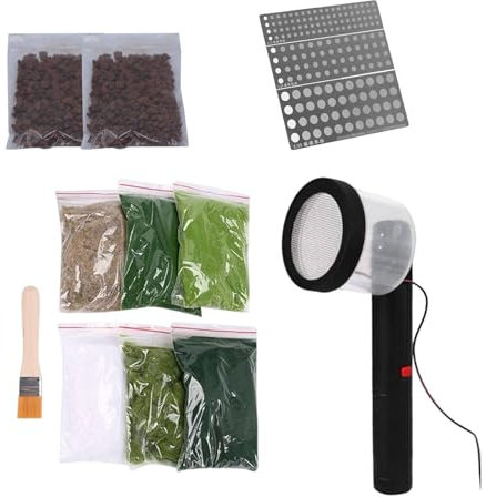 Milageto Mini Static Gras Beflockung mit Platte, ABS Applikator mit Anti-Rutsch-Griff für Beflockung Maschine, tragbare Gras Pflanzer für DIY-Projekt Scenic Modellierung Sand Tabelle Modellierung, BB