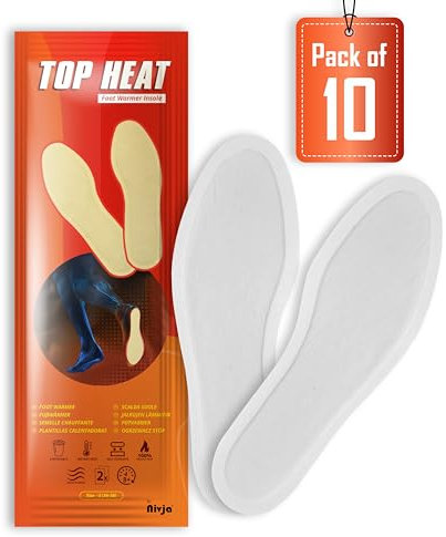 TOP HEAT Fußwärmer - 10 Paar - 8 Stunden warmer Fuß - luftaktiviert - Sofortige Wärme - 100% natürliche Wärme - Klein (36-38)