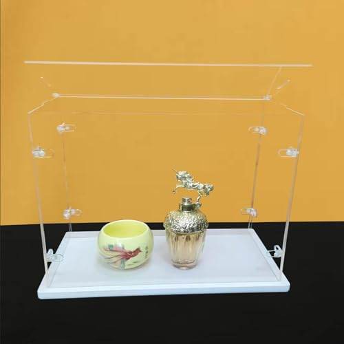 Ensemble de Vitrine Acrylique Transparent, Base épaissie, Porte Ouverte sur Le Dessus, Fermoir en l Solide, Armoire à Poussière (Blanc, 45x30x30cm/18x12x12in)