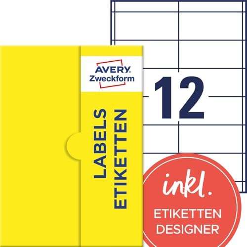 AVERY Zweckform P3659-500 Adressaufkleber (6.000 Klebeetiketten, 97x42,3mm auf A4, Papier matt, individuelle Aufkleber, bedruckbare Absenderetiketten, selbstklebende Adressetiketten) 500 Blatt, weiß