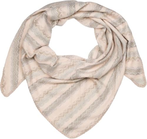 styleBREAKER Damen XXL Dreieckstuch mit Zick-Zack Webmuster, mehrfarbiges Dreiecktuch, Schal weich und warm 01020051, Farbe:Rose-Beige-Grau
