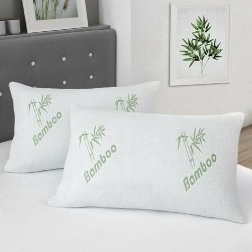 Xania Bamboo Memory Foam Pillow Neck & Shoulder Support Sleeping Comfortable Bed Pillows Hypoallergenic & Antibacterial (2)