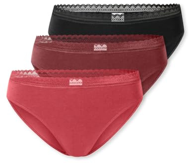 Schiesser Damen Rio Slips Baumwoll-Stretch Spitze | 3er Pack