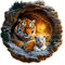 KaayeeWood Holzpuzzle Erwachsene,3D Vision Effekt Tiger Familie-2 Holzpuzzle,Einzigartige Wooden Puzzle Mit Geschenkbox,Geschenke für Kinder und Erwachsene(34 * 33.8cm-290Stück)