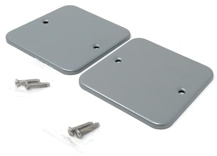 2pcs. Single Gang Metal Clad Blanking Plate – Durable Wall Faceplate Cover for Electrical Sockets with Screws Included (80x80x4mm)